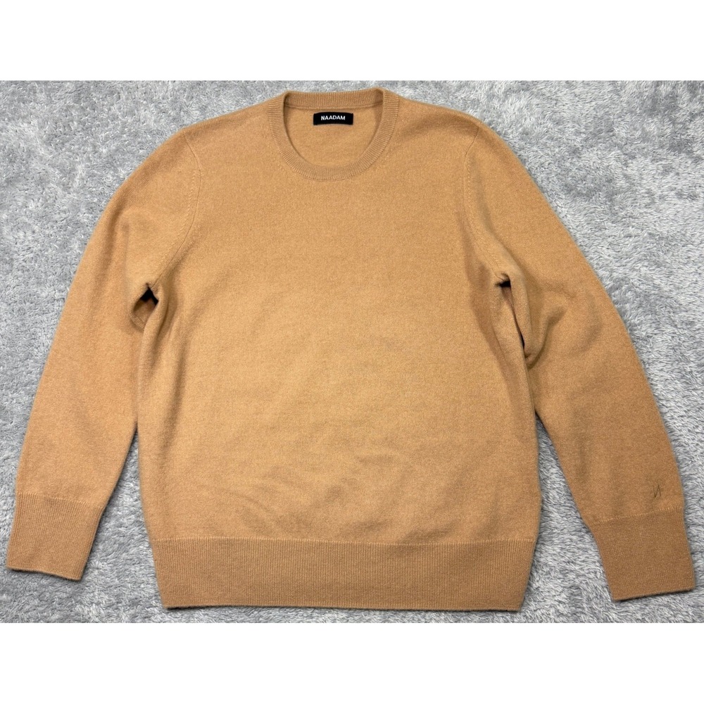 Naadam Sweater Womens Large L Tan Camel Essential Cashmere Crewneck Long Sleeve